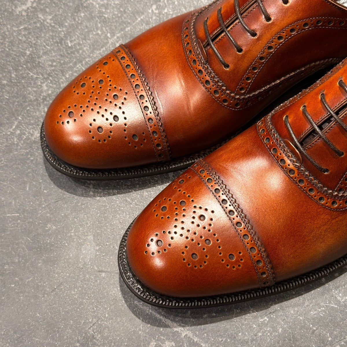 未使用品【Salvatore Ferragamo】サルヴァトーレ フェラガモ 3190 セミブローグ カーフ ブラウン サイズUK8.5D