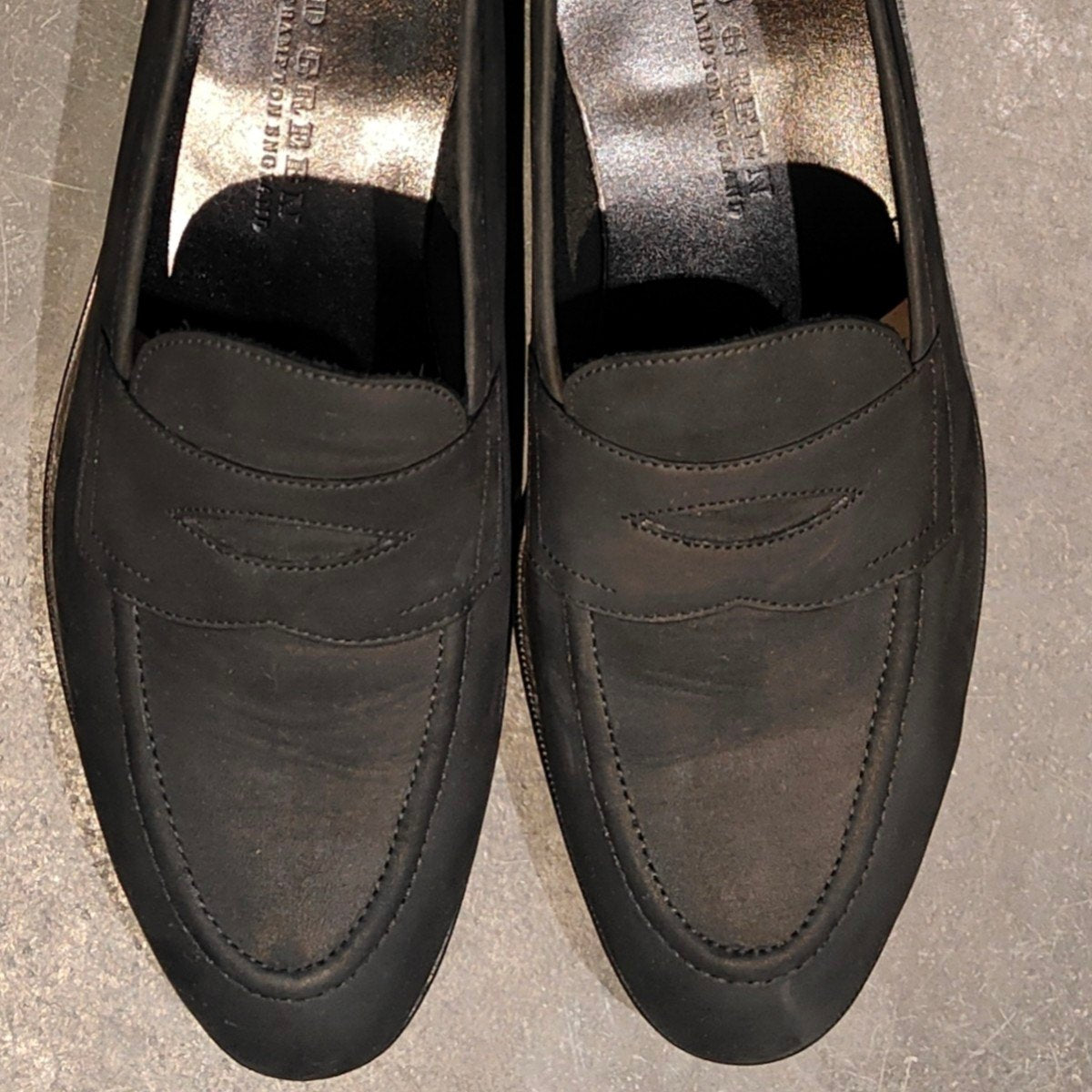 試着程度【EDWARD GREEN】エドワードグリーン キービル ローファー ヌバック ブラック  サイズ UK8E 184ラスト