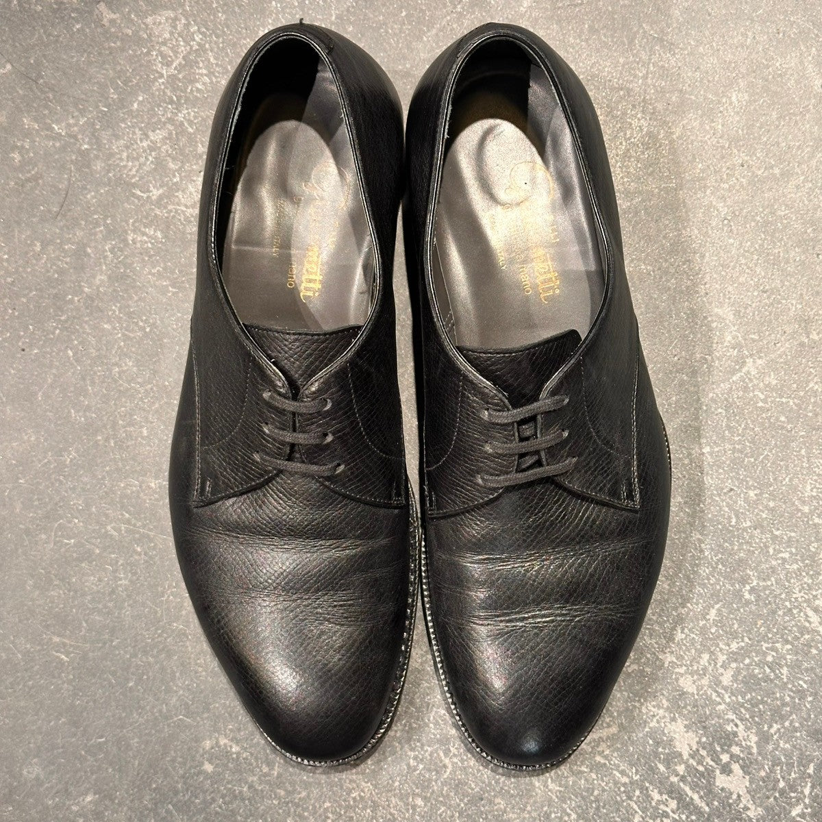 【F.LLIi Giacometti】フラテッリ ジャコメッティ FG600 プレーントゥダービー ユタカーフ ブラック サイズ39