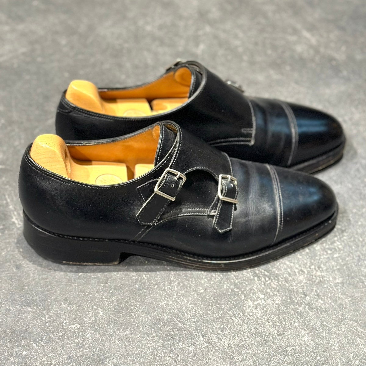 美品【JOHN LOBB】ジョンロブ ウィリアム ダブルモンク ブラック カーフ サイズ8 9795ラスト