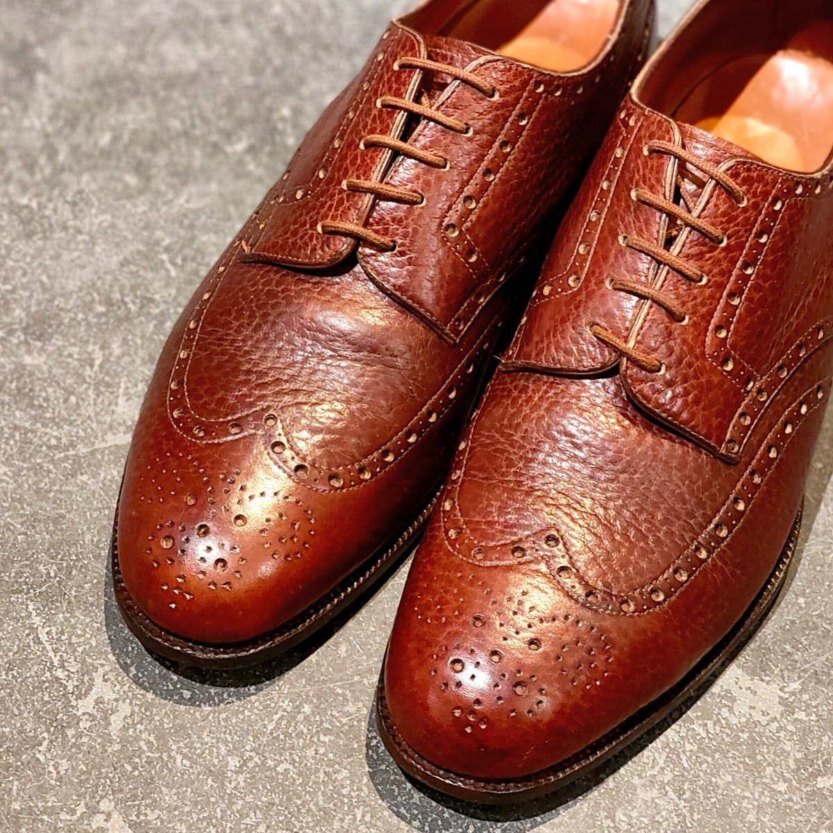 希少 使用数回【JOHN LOBB】ジョンロブ ロンドン 2ワラント ビスポーク フルブローグ  グレインレザー バーガンディ サイズUK6相当