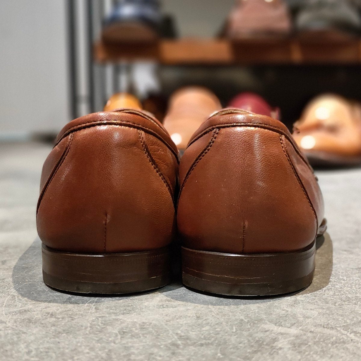 美品【Salvatore Ferragamo】サルバトーレ フェラガモ ビットローファー カーフ ブラウン サイズUK7.5EE