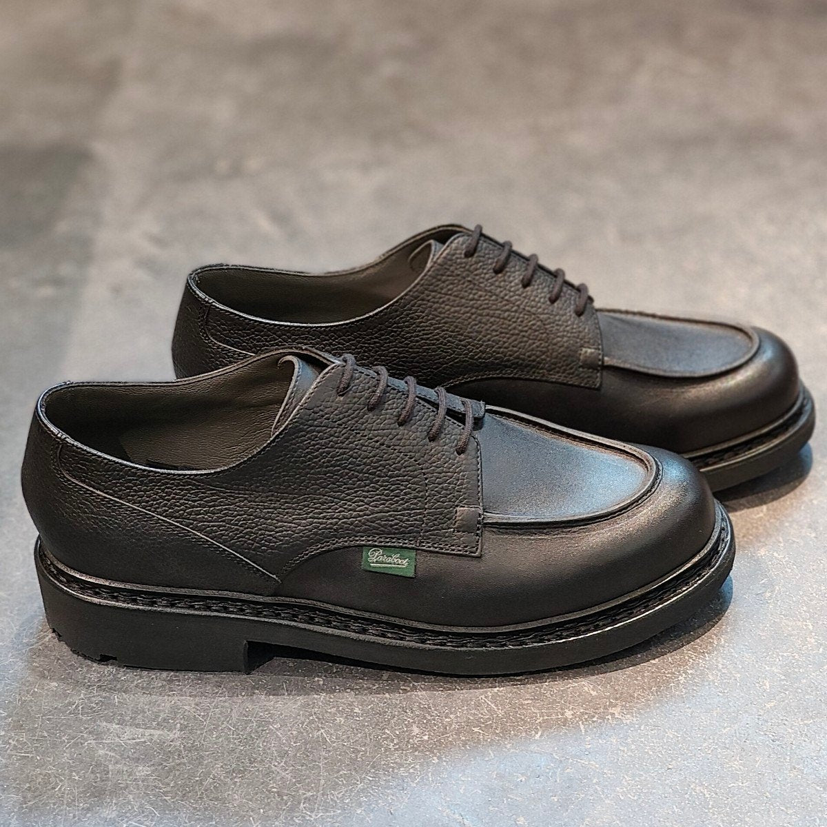 希少 新品未使用【Paraboot】パラブーツ ジョセフ別注 シャンボード Uチップ リスレザーグレインレザーコンビ ブラック サイズ UK7 参考定価￥121,000-
