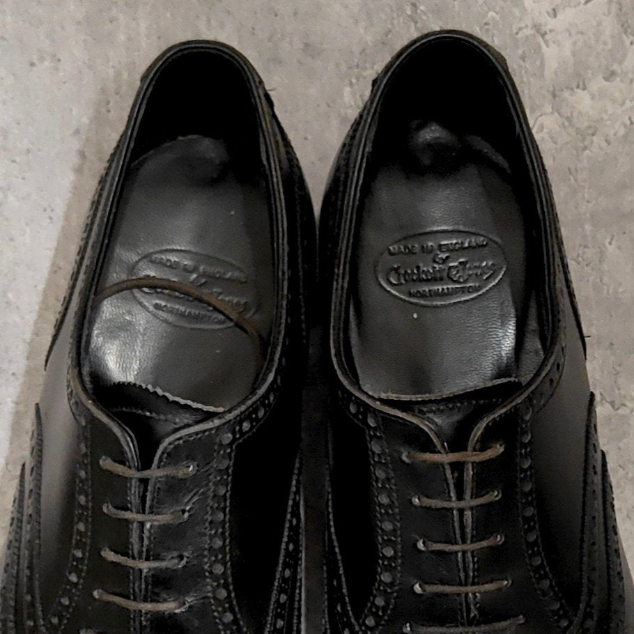 【CROCKETT&JONES】クロケット＆ジョーンズ シャドウェル プレーントゥ Ｖフロント カーフ バーガンディ サイズUK7.5D