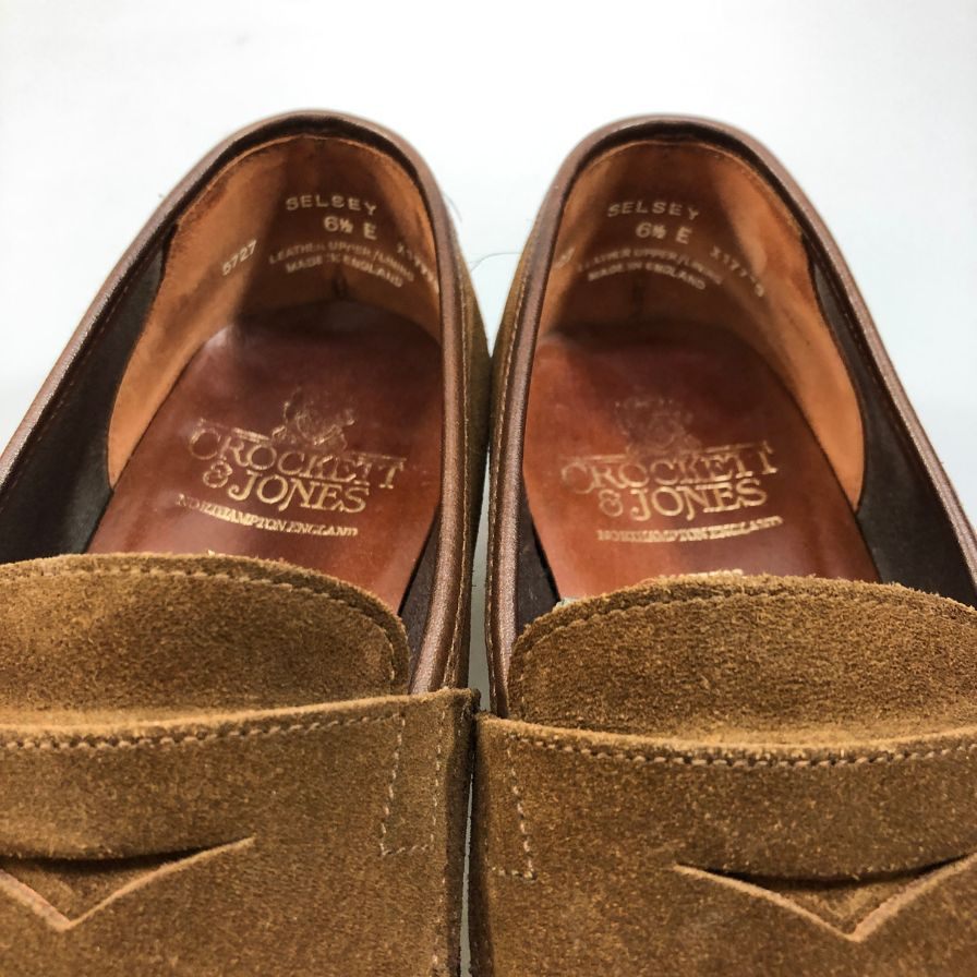 【Crockett & Jones】クロケット＆ジョーンズ  ローファー スエード ブラウン（茶系） サイズ 6.5 ラスト