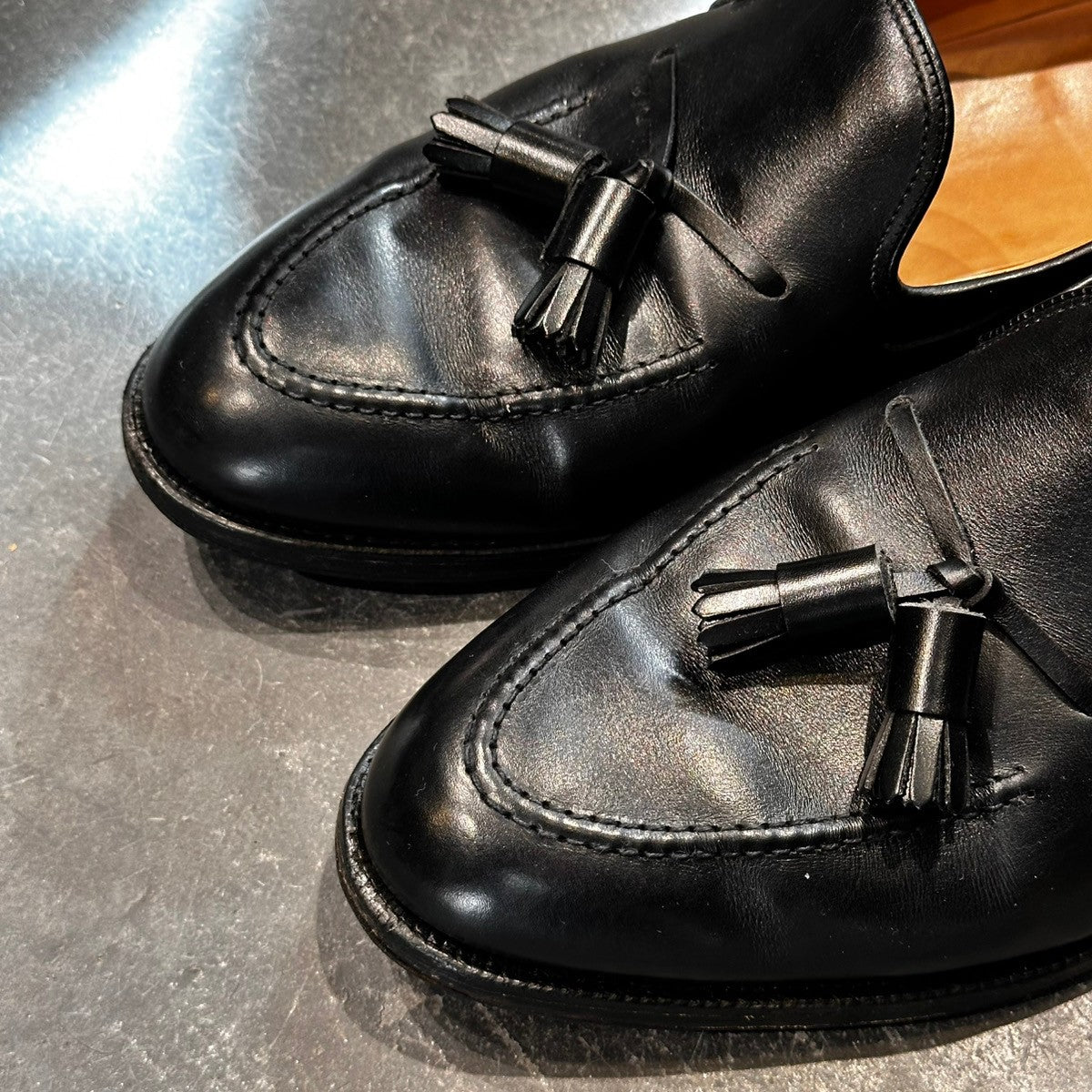 美品【CROCKETT&JONES CAVENDISH3】クロケット&ジョーンズ キャベンディッシュ3 タッセルローファー カーフ ブラック サイズUK8.5E 375ラスト