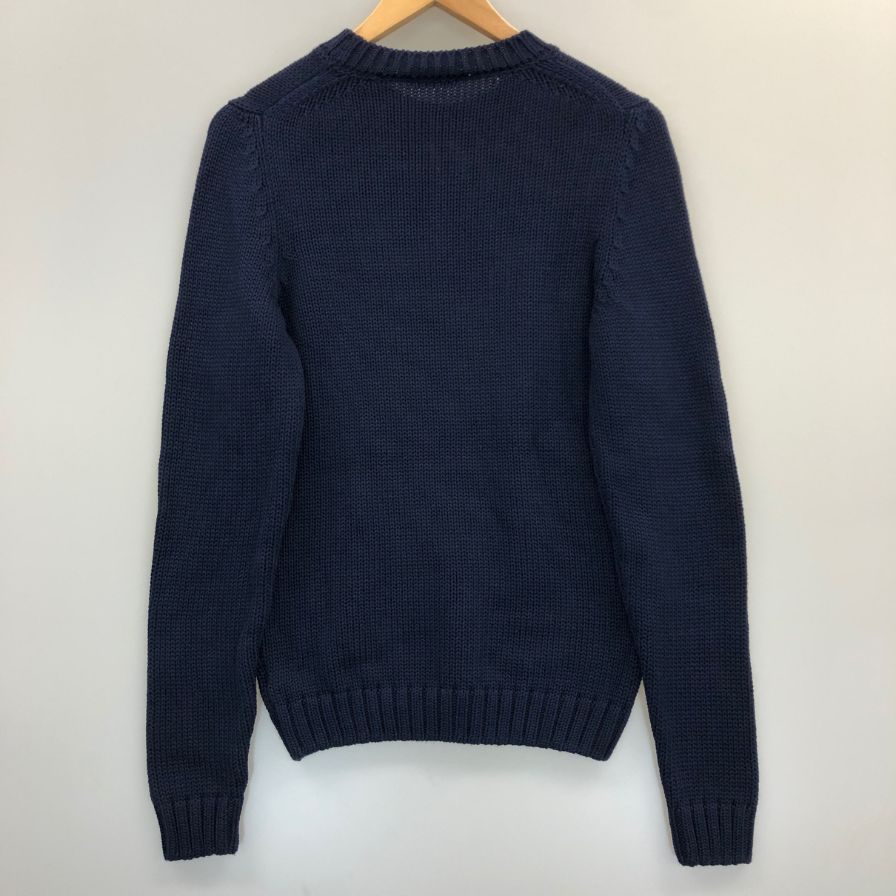 【Zanone】ザ ノーネ クルーネック コットン ニット セーター メンズ ブラック サイズ46