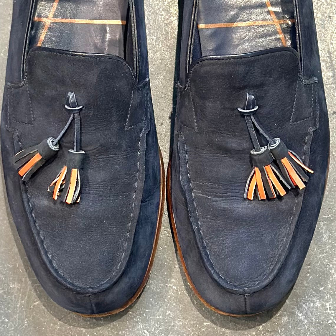 美品 【J.M.WESTON】ジェイエムウエストン タッセルローファー 286 ル・モック パンピーユ  ネイビー スエード サイズUK5.5D