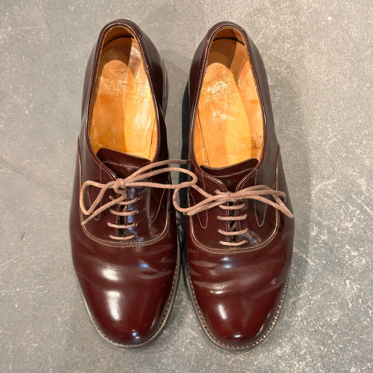 SANDERS】サンダース 9575R プレーントゥ ガラスレザー バーガンディ