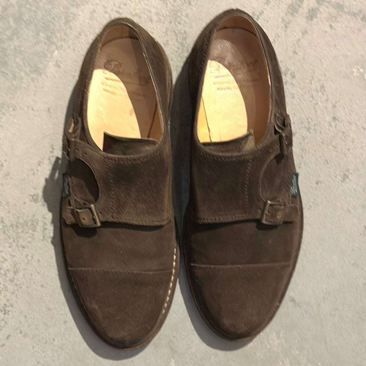 美品【Paraboot】パラブーツ ウィリアム ダブルモンクストラップ スエード ブラウン サイズ7.5