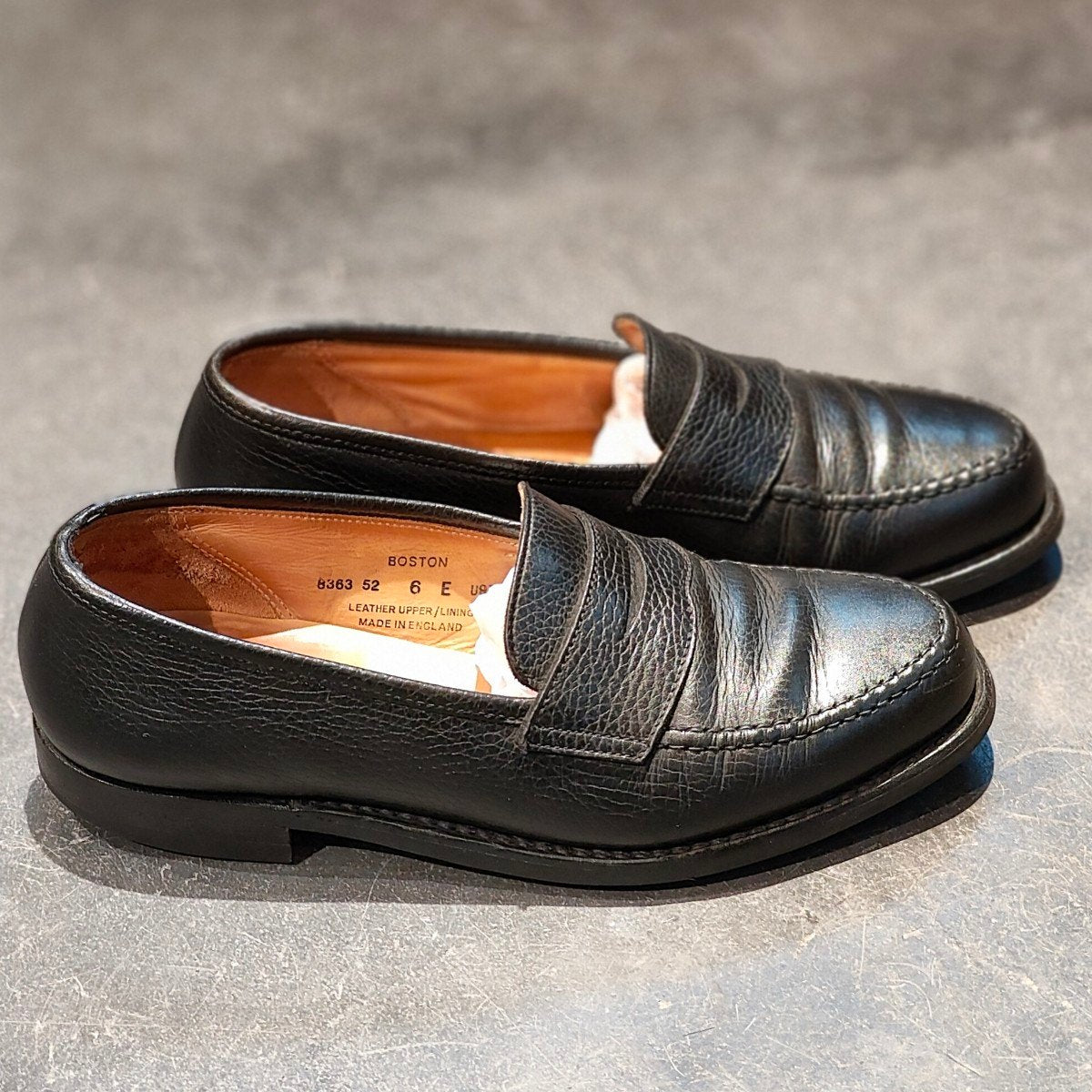 美品 【Crockett&Jones】クロケット&ジョーンズ ボストン ローファー グレインレザー ブラック サイズUK6E 314ラスト
