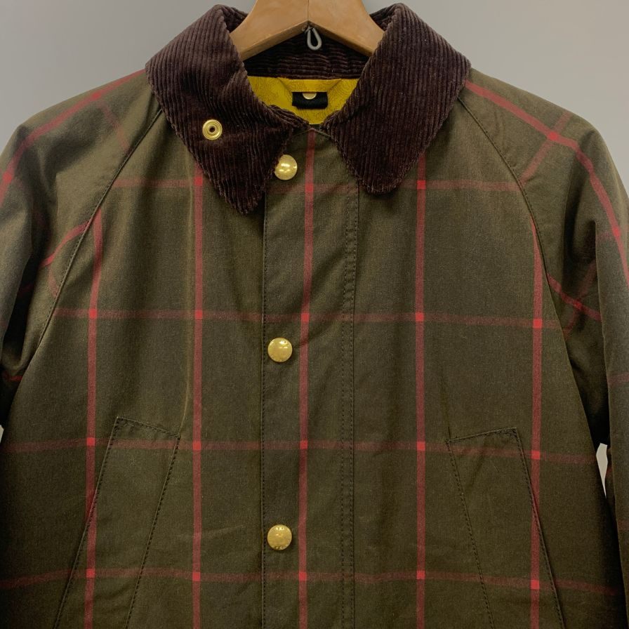 【Barbour】バブアー オイルドジャケット ビデイルSL オリーブ 赤ウィンドペン柄  メンズ サイズ36