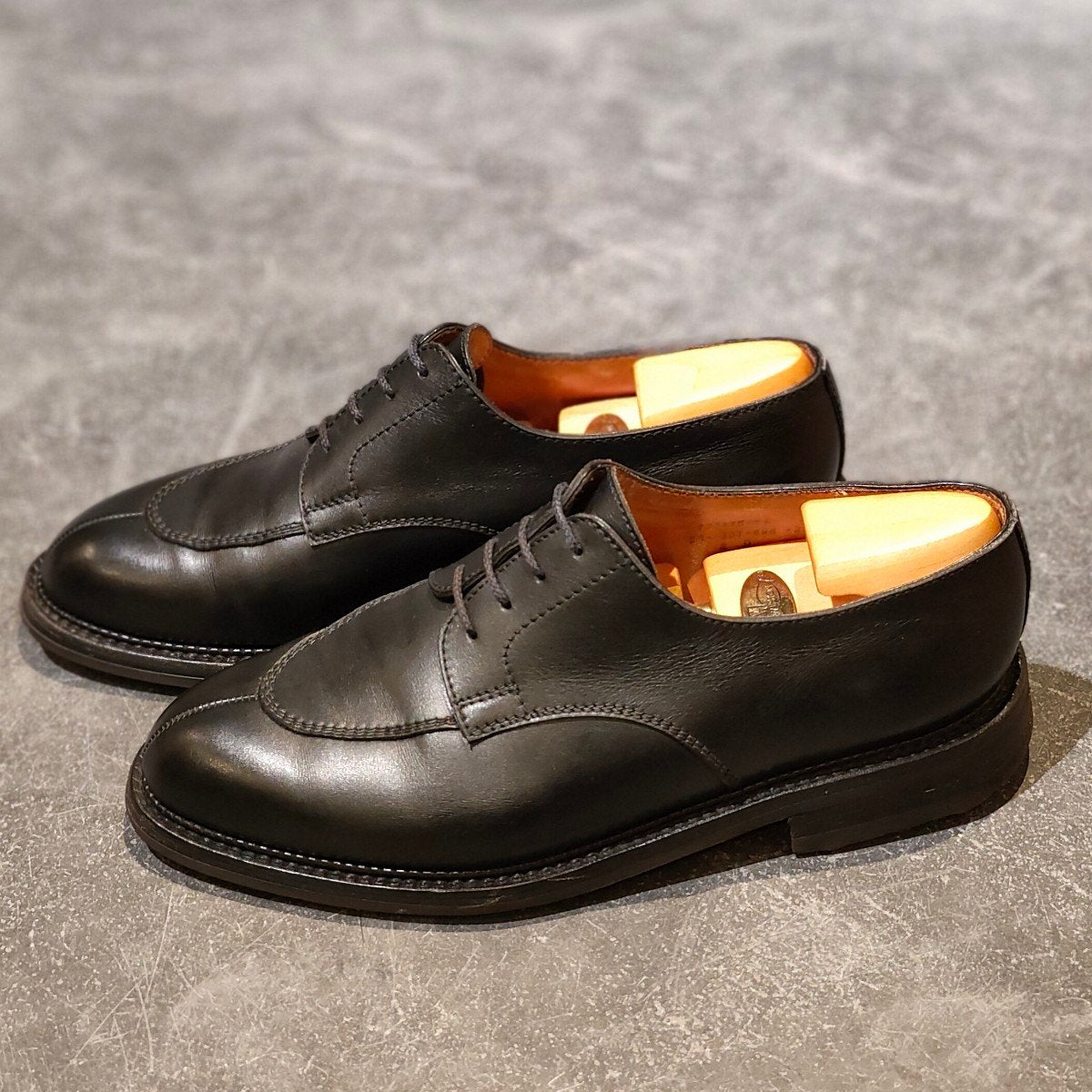 希少 【J.M.WESTON】ジェイエムウエストン 696 スプリットトゥダービー Uチップ ロシアンカーフ ブラック サイズ UK8Ｄ 23ラスト