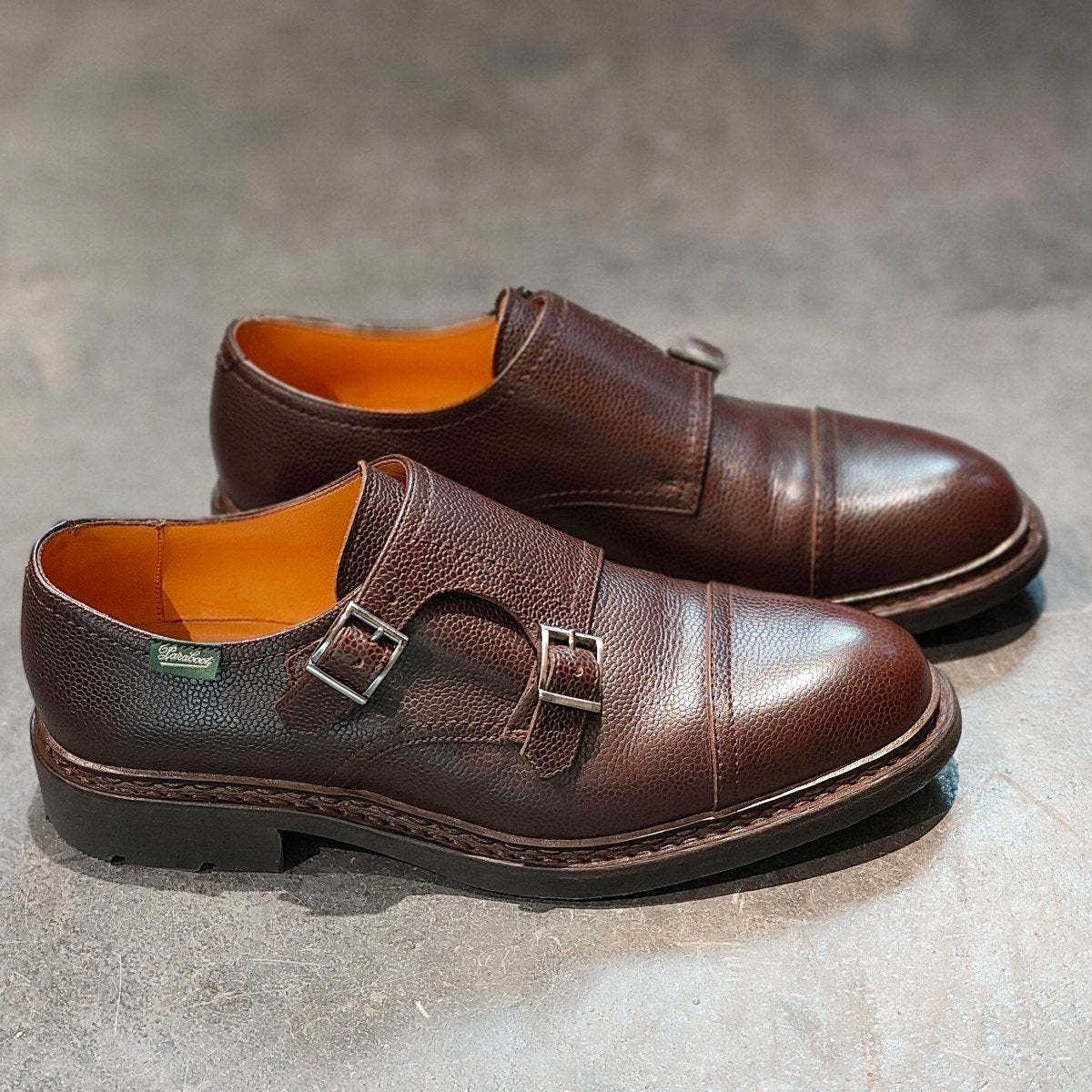 使用数回【Paraboot】パラブーツ POE ポー ダブルモンク グレインレザー ブラウン サイズ UK6 参考定価￥96,800-