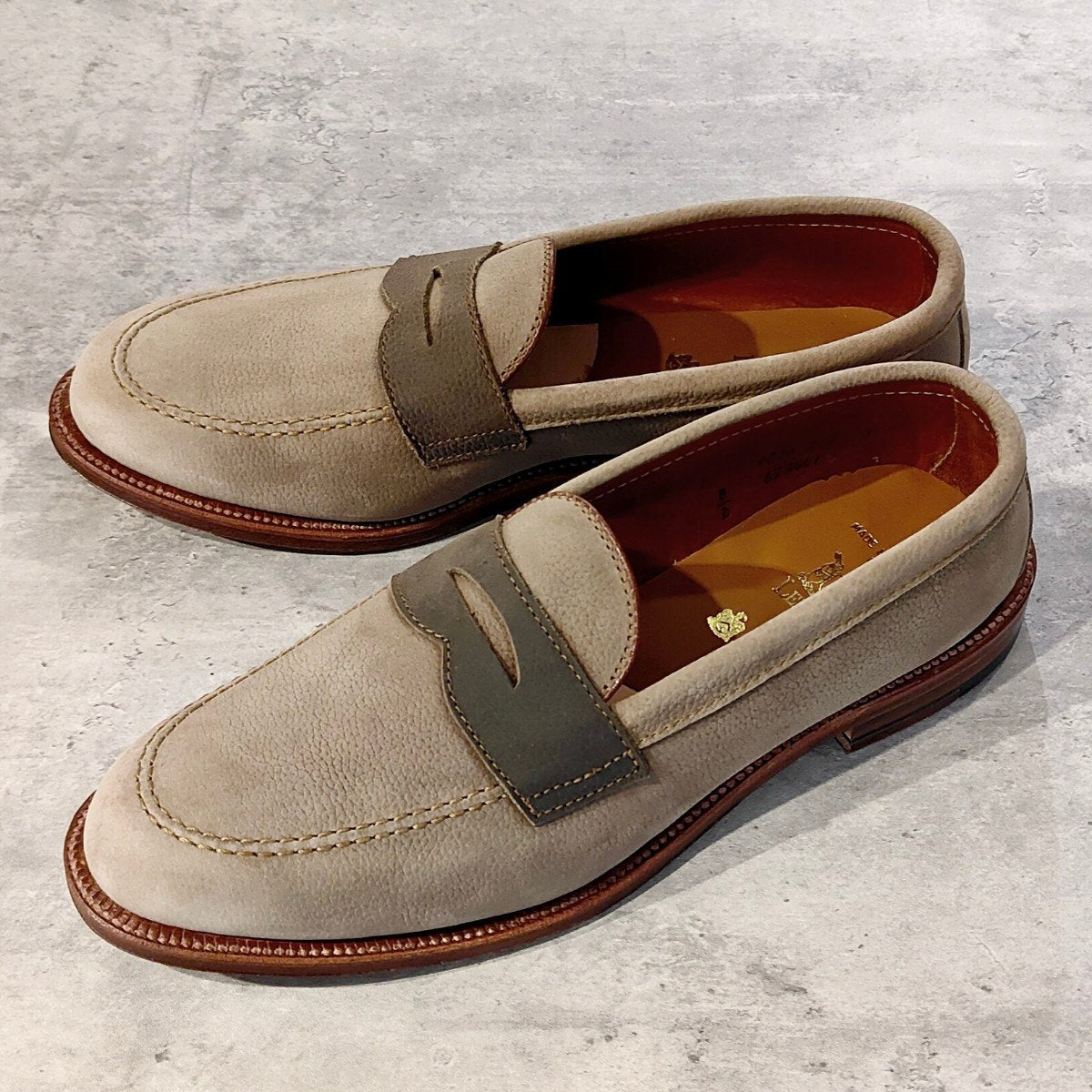 希少 未使用【ALDEN】オールデン LEFFOT別注 67344F ペニーローファー クレイヌバック ベージュ系 サイズUS11D バンラスト