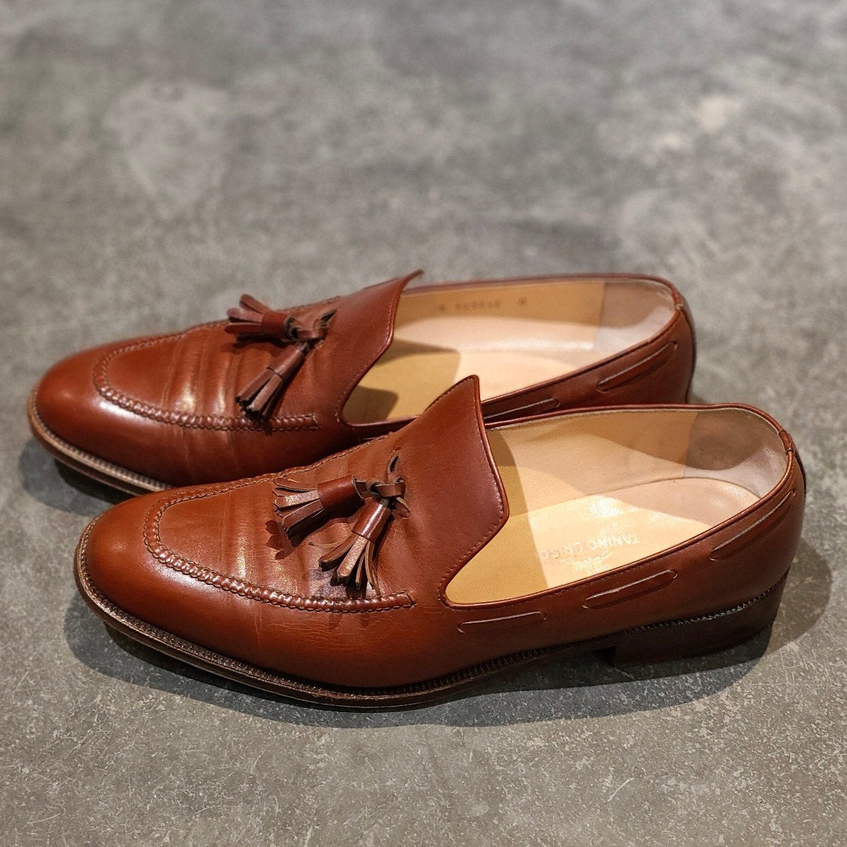 TANINO CRISCI タニノクリスチー 本革レザー タッセル ローファー茶 希少【TANINO CRISCI】タニノクリスチー タッセルローファー カーフ