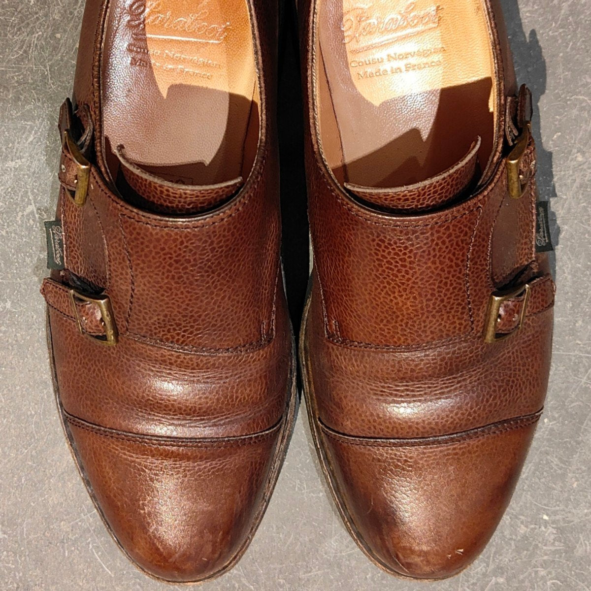 【PARABOOT】パラブーツ ウィリアム ダブルモンク グレインレザー ブラウンサイズUK9