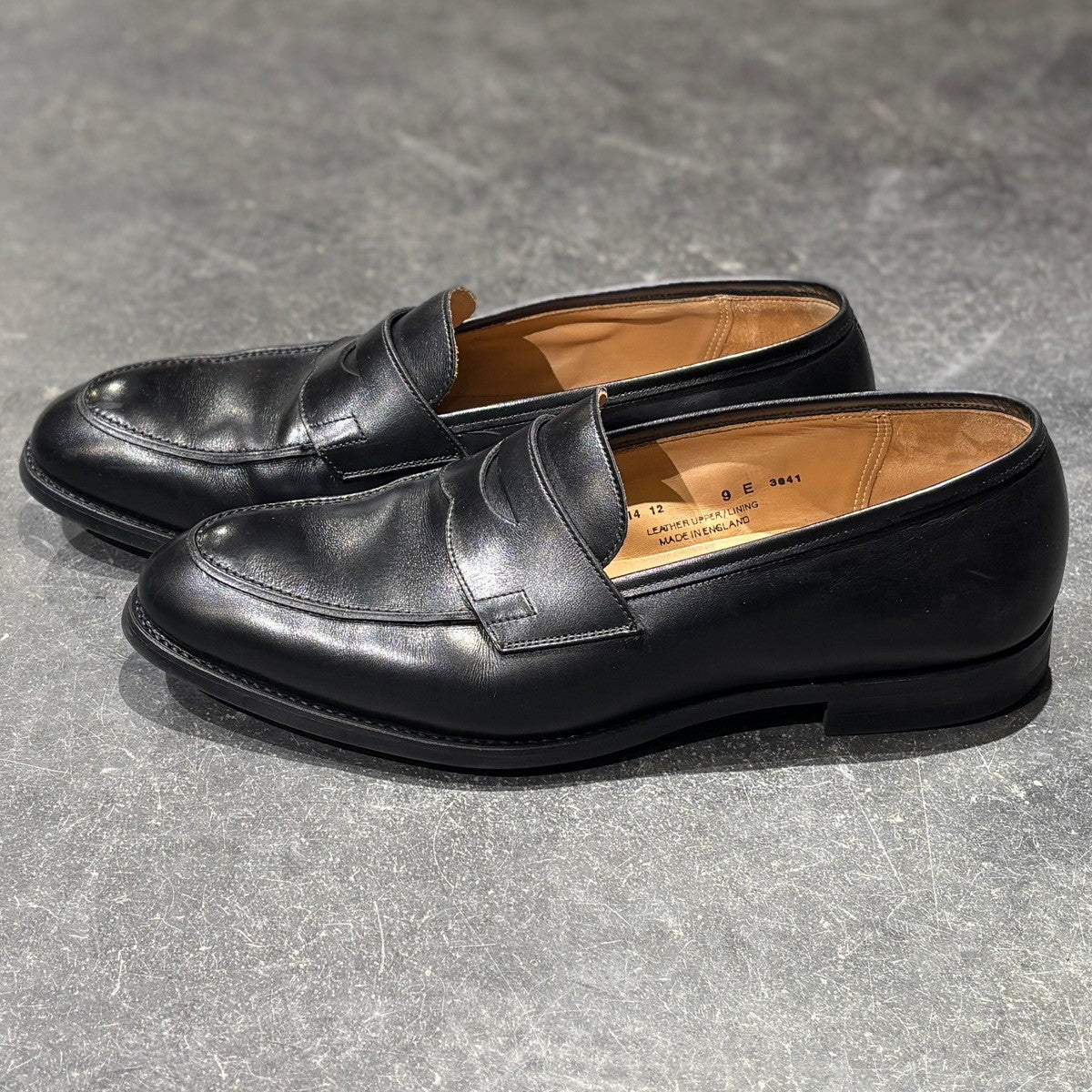 【CROCKETT&JONES】クロケット&ジョーンズ コインローファー 6414 カーフ ブラック サイズ UK9E