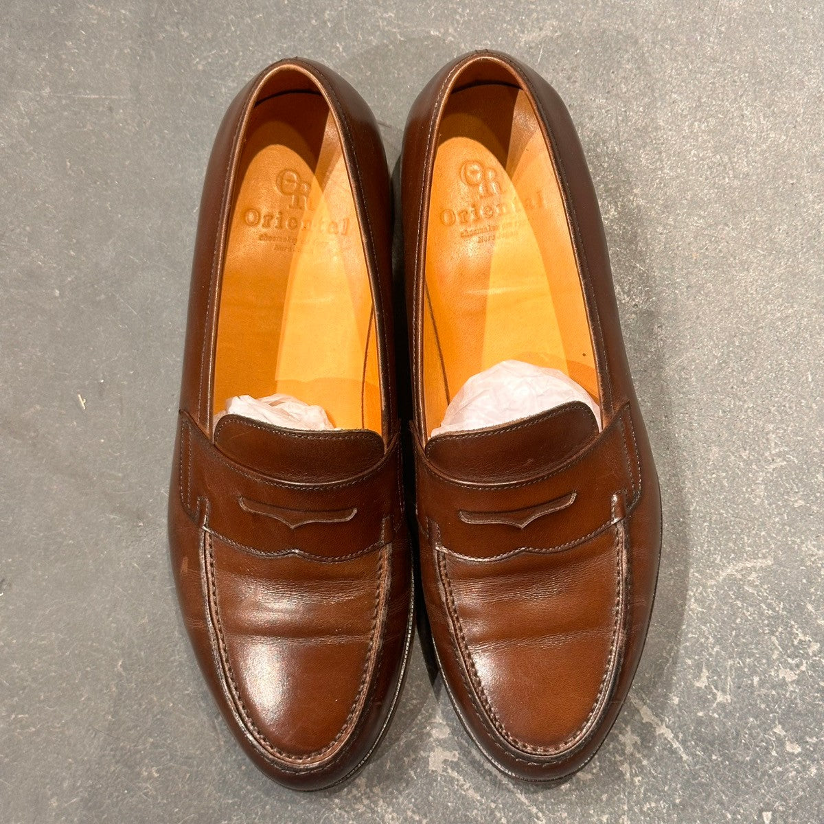 美品【ORIENTAL】オリエンタル アルバース 3500 ローファー バーニッシュカーフ ブラウン サイズUS6