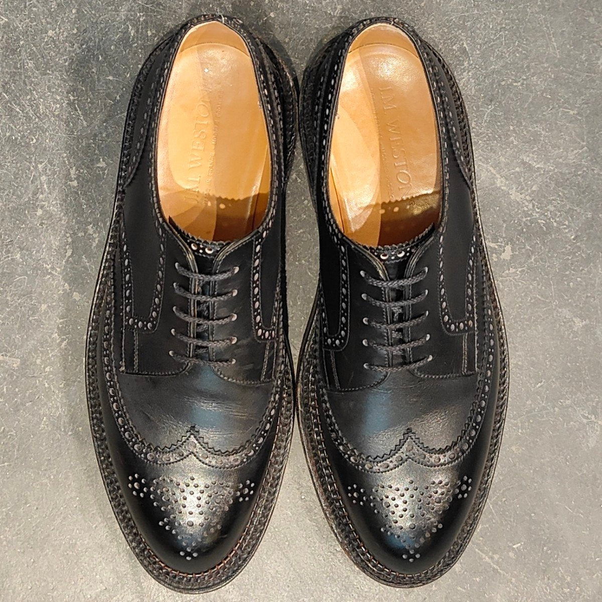 美品【J.M.WESTON】ジェイエムウエストン 590 トリプルソールダービー ウイングチップ カーフ ブラック サイズUK6.5D 25ラスト 参考定価￥275,000-