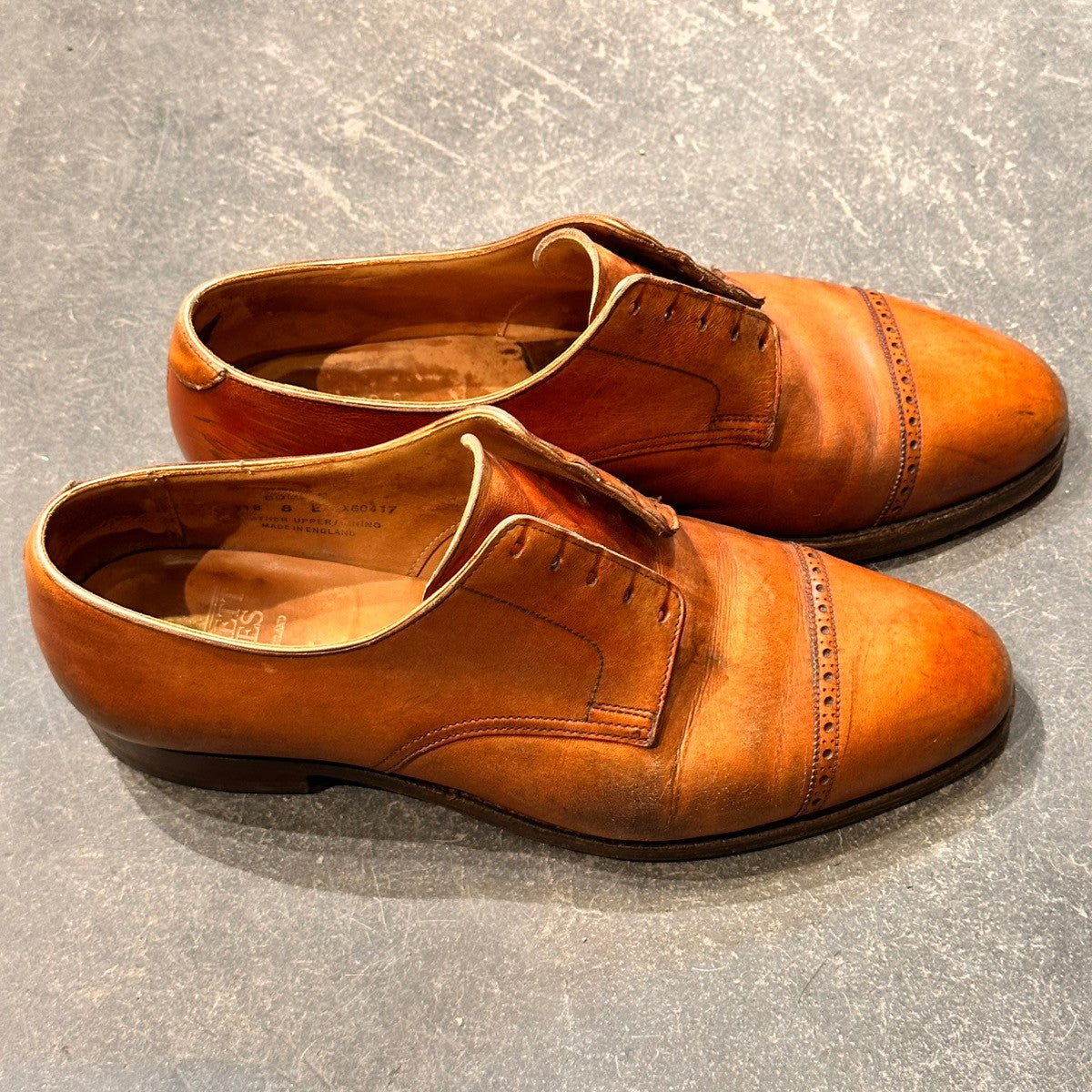 【Crockett&Jones】クロケット＆ジョーンズ BOLTON パンチドキャップトゥ カーフ ブラウン サイズUK8E
