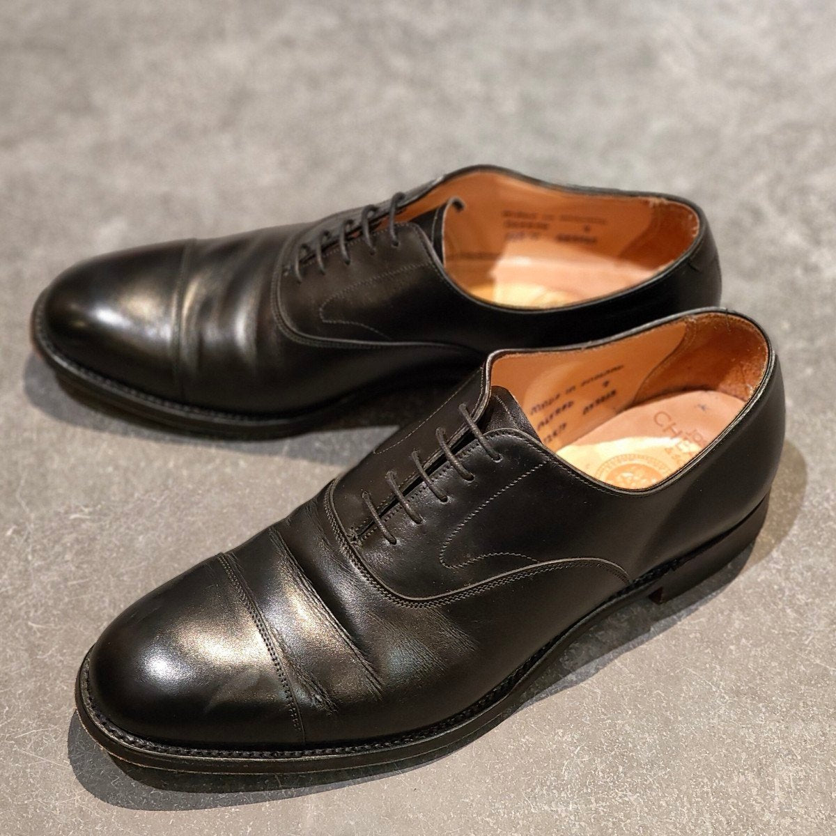 【JOSEPH CHEANEY】ジョセフチーニー レザーシューズ アルフレッド ストレートチップ カーフ ブラック サイズUK9F 125ラスト 参考定価￥94,600-