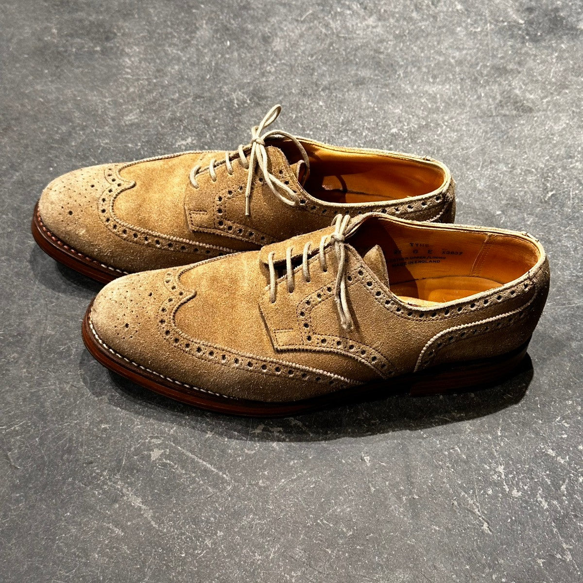 【CROCKETT&JONES】クロケット＆ジョーンズ タイン ウイングチップ スエード ベージュ サイズUK6E 200ラスト