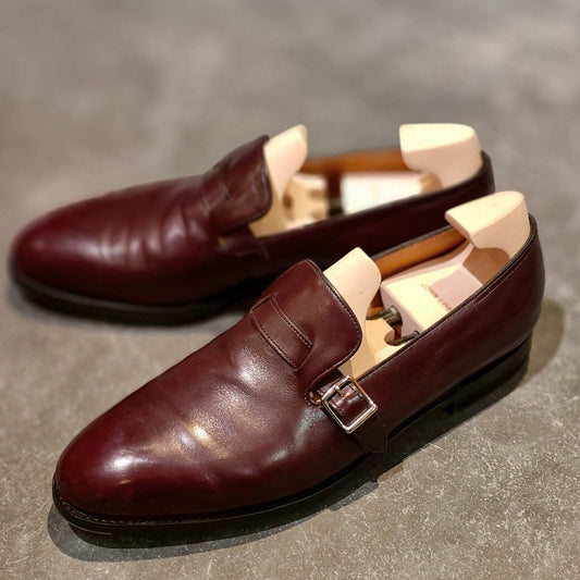 使用数回【JOHN LOBB】ジョンロブ デラーノ2  プレステージライン シングルモンク  ローファー カーフ バーガンディ サイズ UK8E 8695ラスト 参考定価￥352,000-