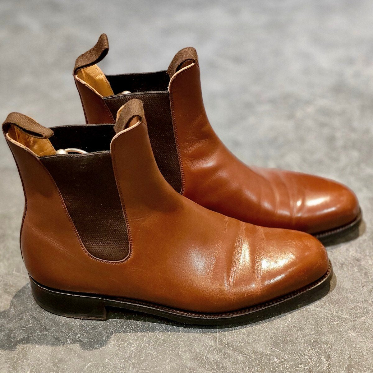 極美品【J.M.WESTON】ジェイエムウエストン 705 チェルシーブーツ タンブラウン ボックスカーフ サイズUK6.5D 39ラスト 参考定価￥198,000-