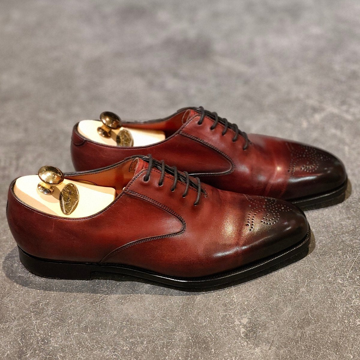 美品【EDWARD GREEN】エドワードグリーン ラドブローク 新宿伊勢丹別注オーダー品 ホールカット バーガンディ サイズ UK6E 808ラスト