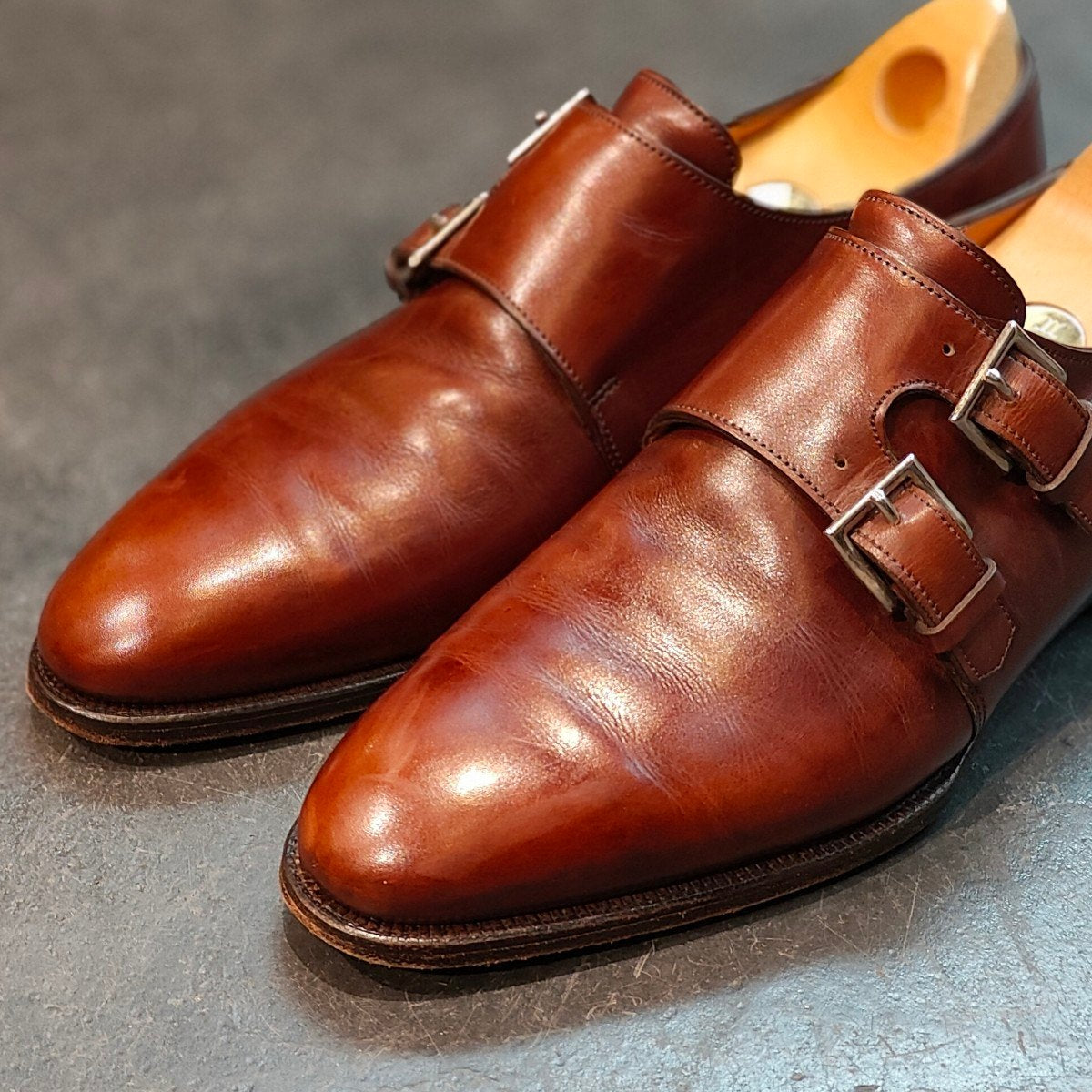 希少 【JOHN LOBB】ジョンロブ ナセビー ダブルモンクストラップ カーフ ブラウン サイズ 7E 7000ラスト