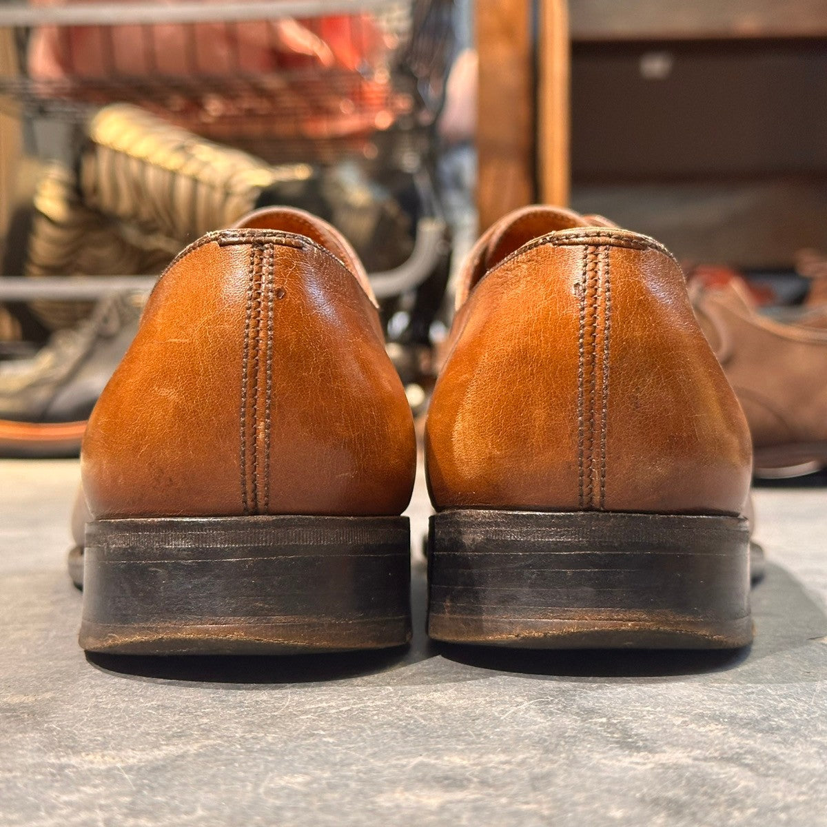 【J.M.WESTON】ジェイエムウエストン 500 ストレートチップ 旧ロゴ カーフ ブラウン サイズUK6.5 61ラスト