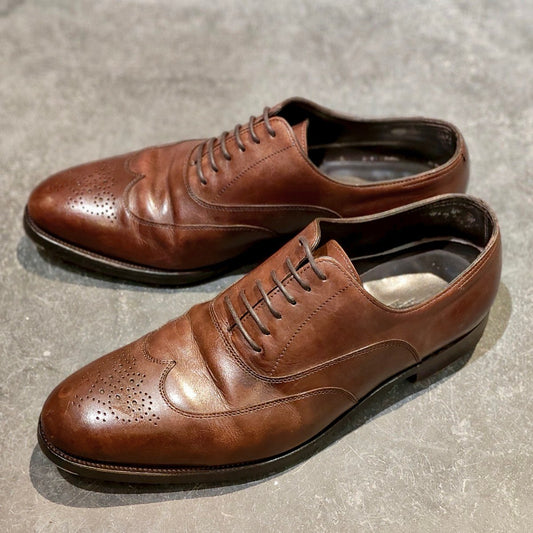 【HERMES】エルメス ジョンロブ製 ウイングチップ ミュージアムカーフ ブラウン サイズUK7.5