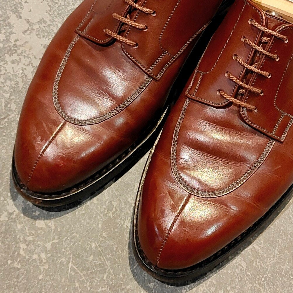 希少 【J.M.WESTON】ジェイエムウエストン 598 ハーフハント スプリットトゥダービー Uチップ ボックスカーフ レッドエトラスコ サイズ UK6.5D 25ラスト 参考定価￥187,000-