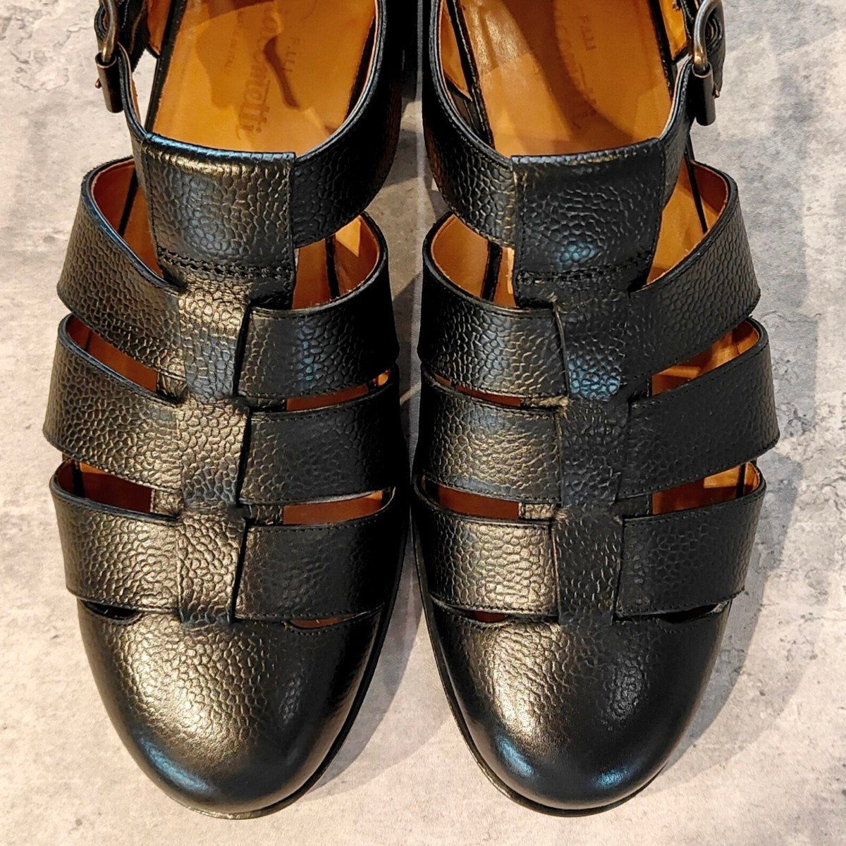 極美品【F.lli Giacometti】フラテッリ ジャコメッティ FG166 グルカサンダル グレインレザー ブラック サイズ40.5 ラスト 参考定価￥100,100-