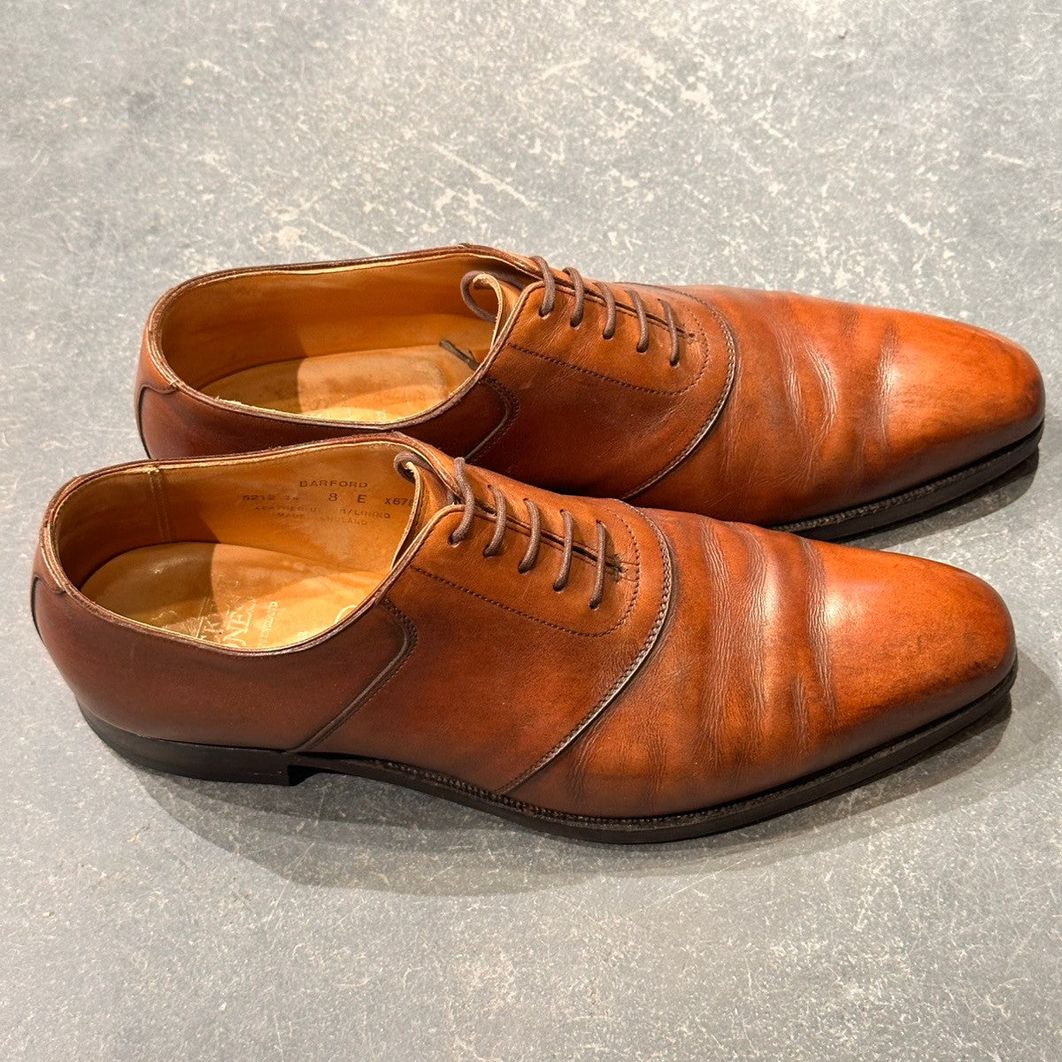 【CROCKETT&JONES】クロケット＆ジョーンズ サドルシューズ バーフォード トレーディングポスト別注 カーフ ブラウン サイズUK8E