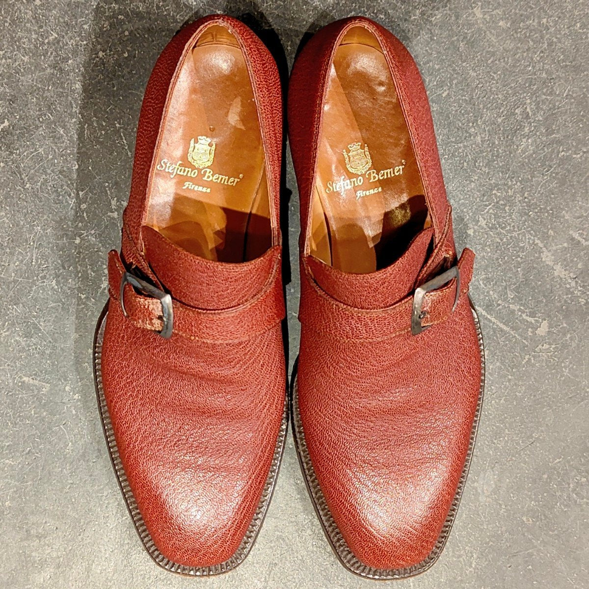 希少 美品【Stefano Bemer】ステファノベーメル シングルモンク グレインレザー ボルドー サイズ 40