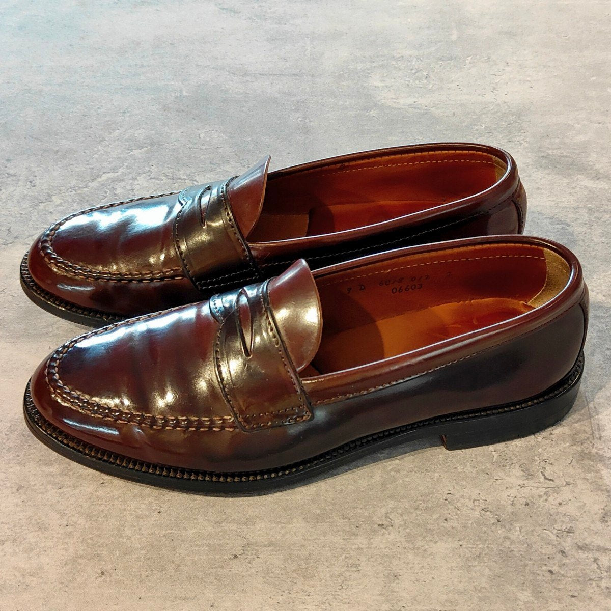 希少 極美品【ALDEN】オールデン製 ブルックスブラザーズ 06603 ペニーローファー アンラインド コードバン ダークバーガンディ サイズ US9D バンラスト