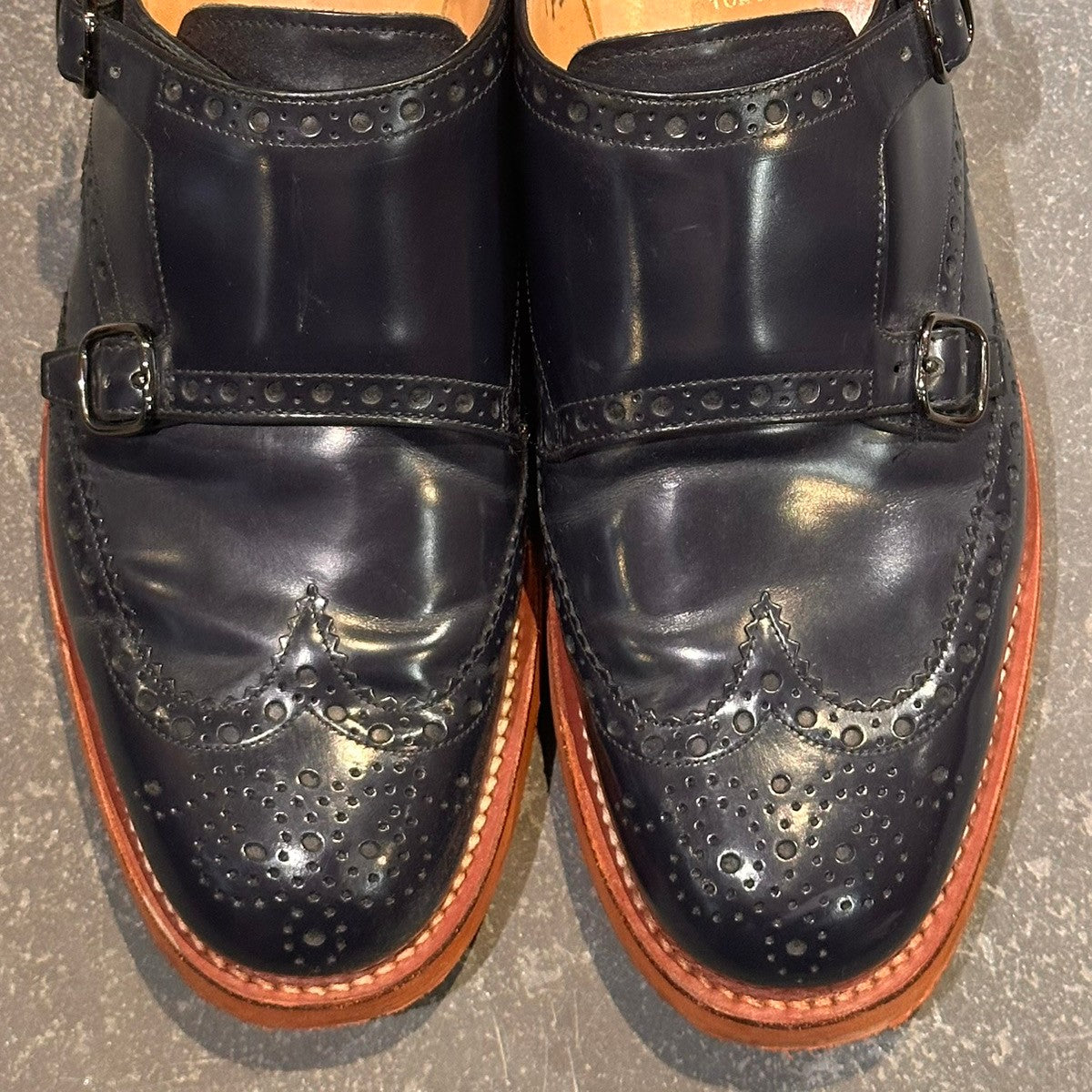 【Church's】チャーチ ケルビー3 5都市 ダブルモンク ポリッシュバインダーカーフ ネイビー サイズUK70F 81ラスト