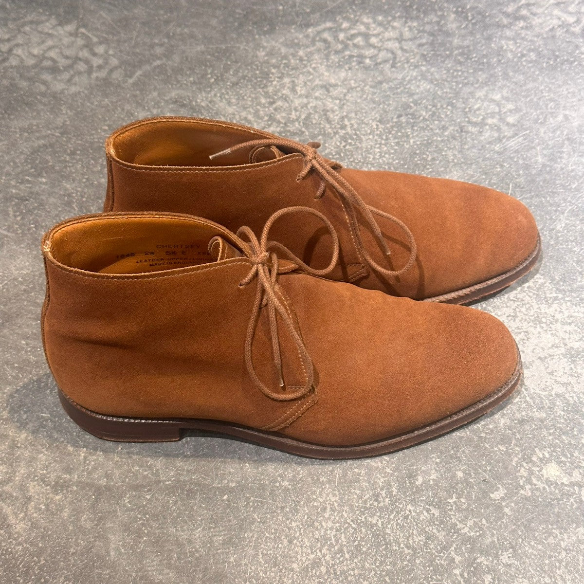 美品【CROCKETT&JONES】クロケット&ジョーンズ チャートシー チャッカブーツ スエード ブラウン サイズUK5.5E 224ラスト