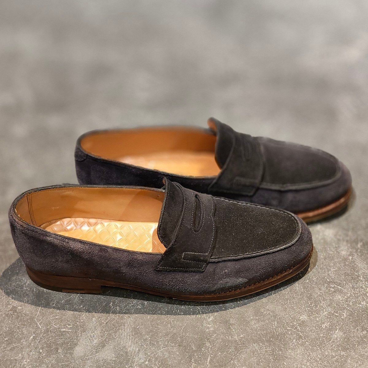 【JOHN LOBB】ジョンロブ ロペス ローファー スエード ネイビーブラックコンビ サイズ UK6E 4395ラスト 参考定価￥283,800-