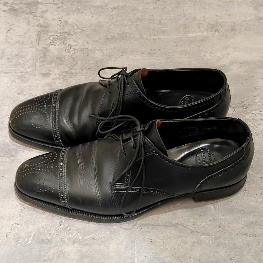 【Crockett&Jones】クロケット＆ジョーンズ セミブローグ ティエリー THIERRY Vフロント カーフ ブラック サイズUK6E