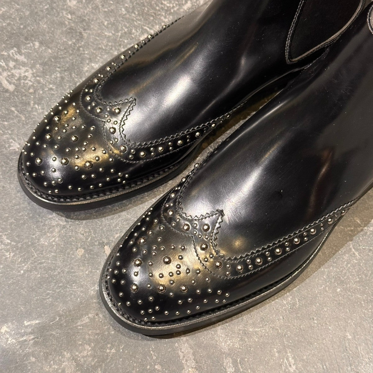 試着程度【Church's】チャーチ ケッツビー KETSBY ショートブーツ サイドゴア スタッズ ポリッシュドバインダーカーフ ブラック サイズ37 81ラスト