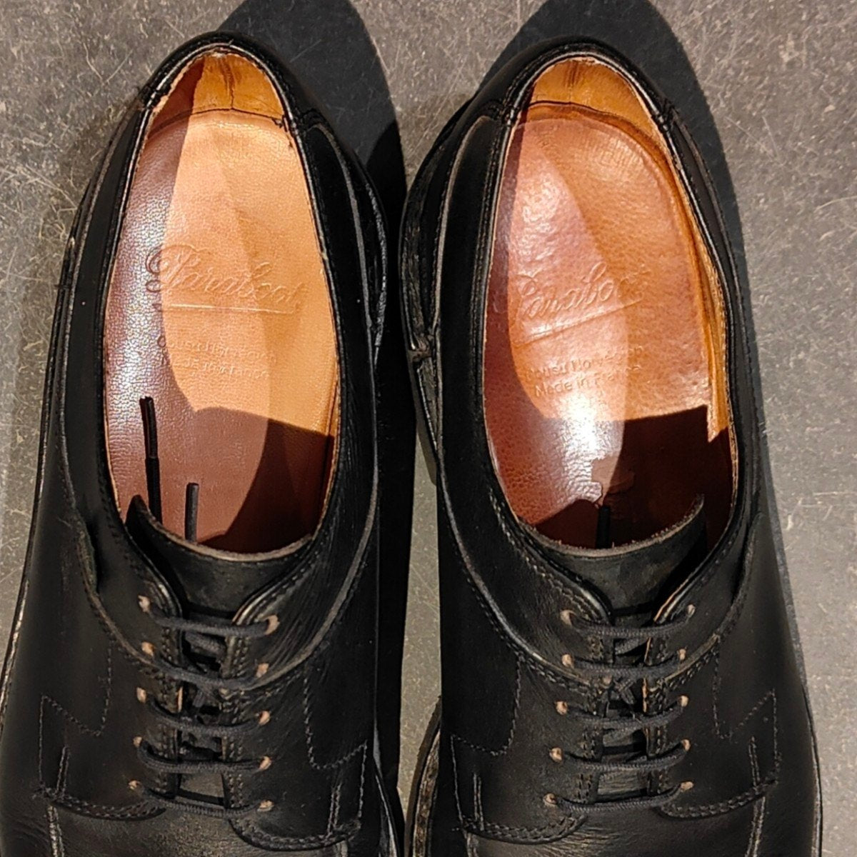 美品【Paraboot】パラブーツ アヴィニョン Uチップ リスレザー ブラック サイズUK7 参考定価￥96,800-