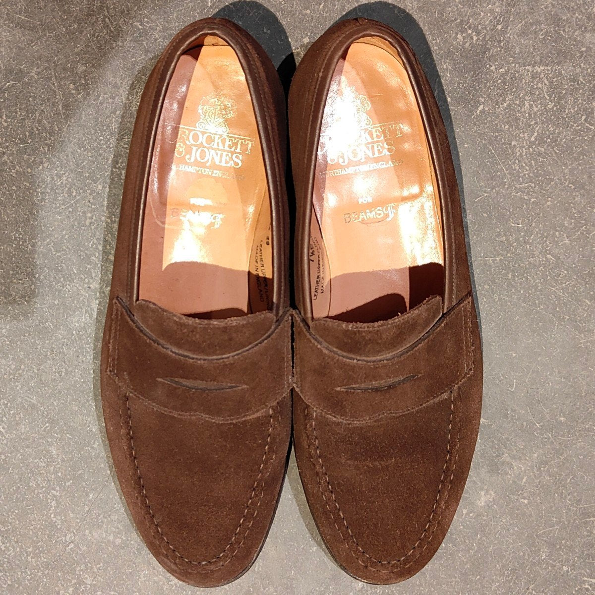 美品【Crockett&Jones】クロケット&ジョーンズ メイン ローファー スエード ブラウン サイズUK7.5E