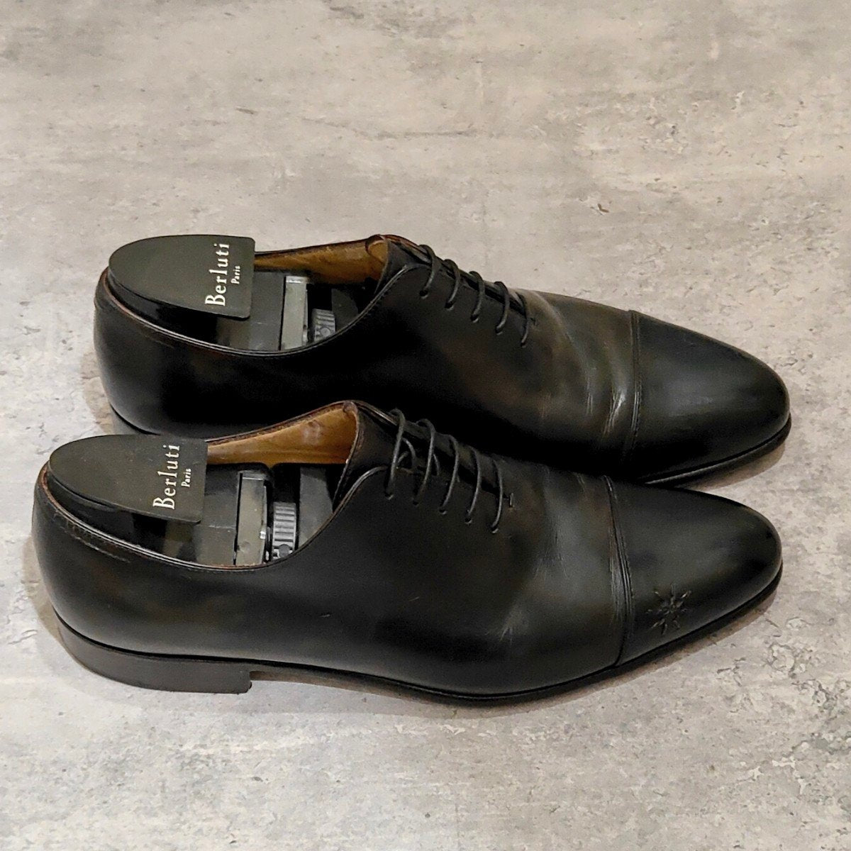 【Berluti】ベルルッティ ストレートチップ ステッチ カーフ グリーンパティーヌ サイズUK6