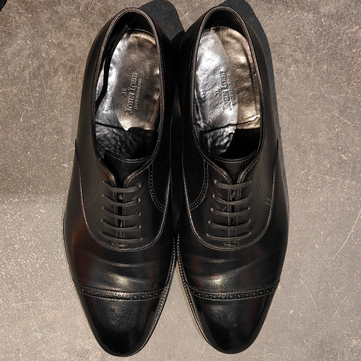 使用数回【JOHN LOBB】ジョンロブ フィリップ2 クォーターブローグ カーフ ブラック サイズUK6.5EE 7000ラスト 参考定価￥349,800-