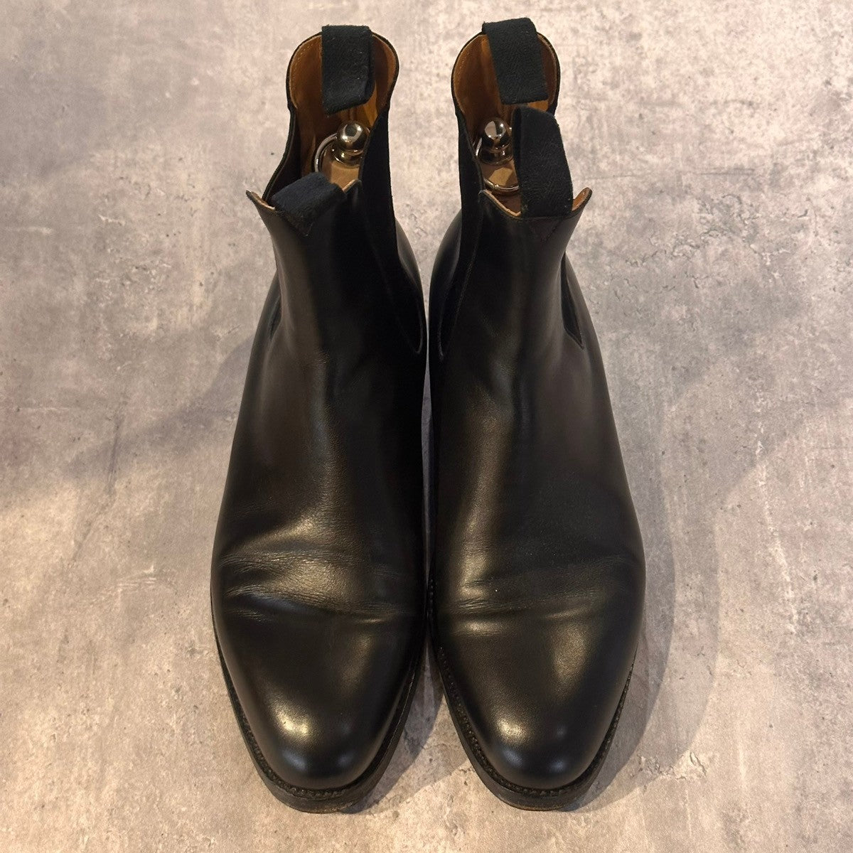 美品【J.M.WESTON】ジェイエムウエストン 705 サイドゴアブーツ チェルシーブーツ ボックスカーフ ブラック サイズUK7.5D 39ラスト