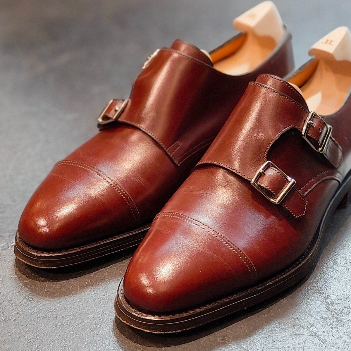 使用数回 【JOHNLOBB】ジョンロブ ウィリアム ダブルモンク カーフ ブラウン サイズ UK5.5E 9795ラスト 定価￥237,600-