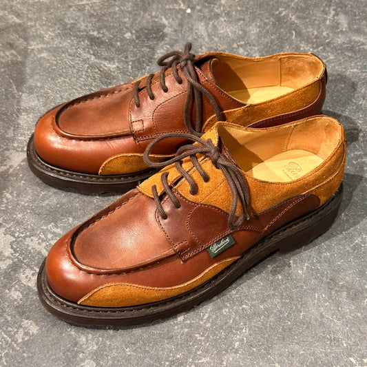 試着程度【Paraboot】パラブーツ×Garance Vallée 90947 シャンボード カーフ×スエード パッチワーク カフェ サイズUK4